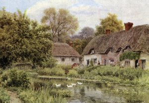 ウィルトズ、ソールズベリー近くの湖のコテージ 作： Alfred Robert Quinton